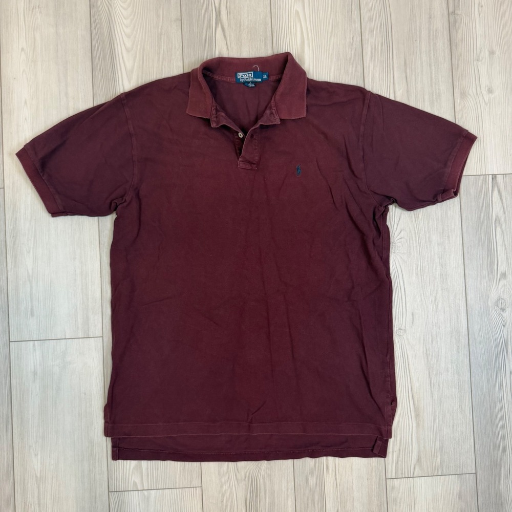 Polo Ralph Lauren Mens XL Burgundy Maroon Short Sleeve Pique Polo Shirt Pony